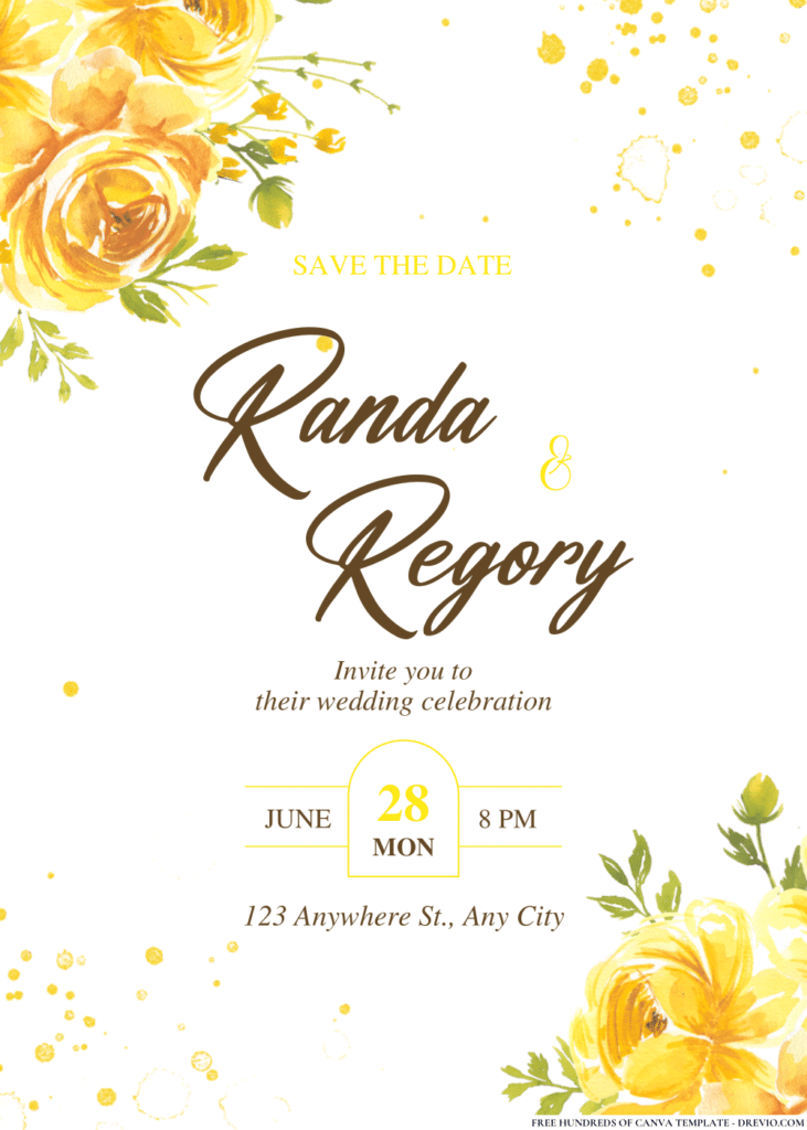 Rose Yellow Watercolor Wedding Invitations