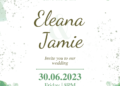 Green Watercolor Leaf Branch Wedding Invitations