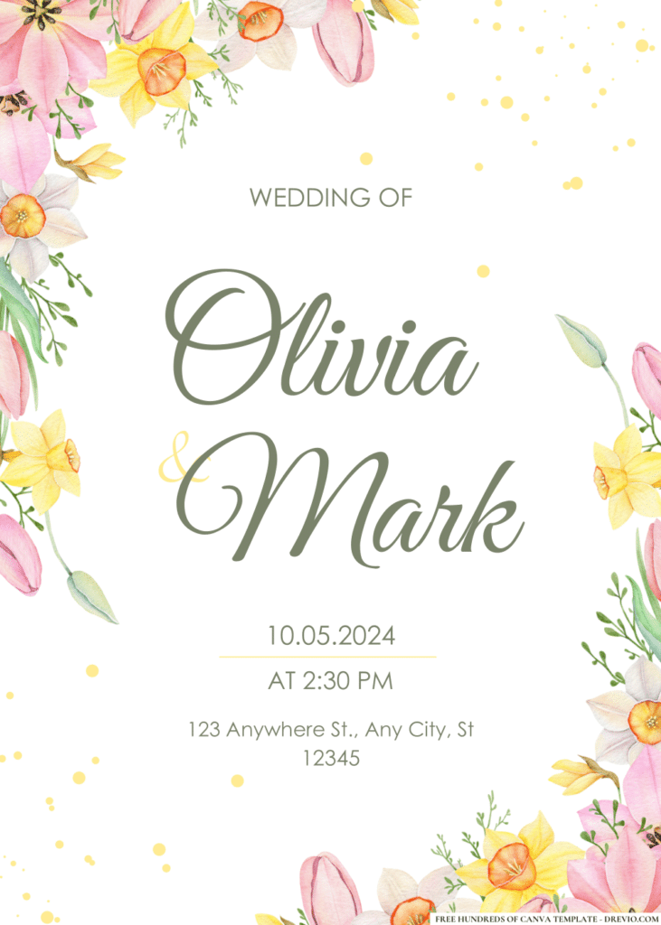 Spring Watercolor Floral Wedding Invitations