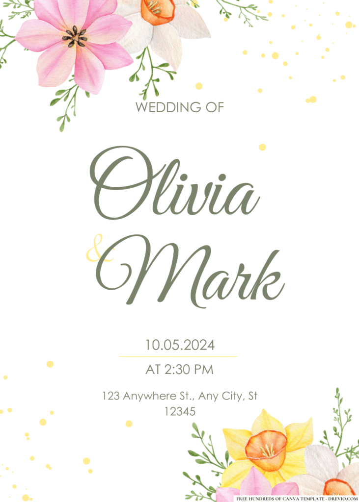 Spring Watercolor Floral Wedding Invitations