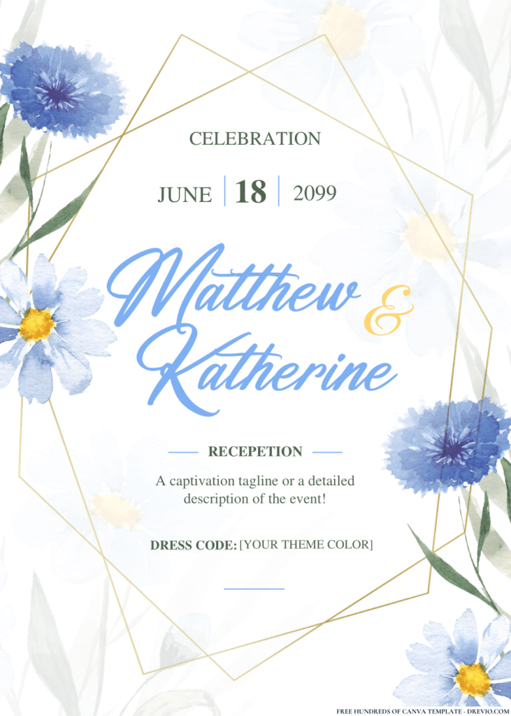 Wildflower Blue Botanical Wedding Invitations
