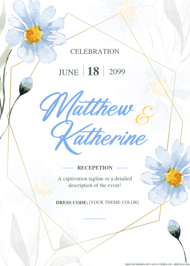 Wildflower Blue Botanical Wedding Invitations