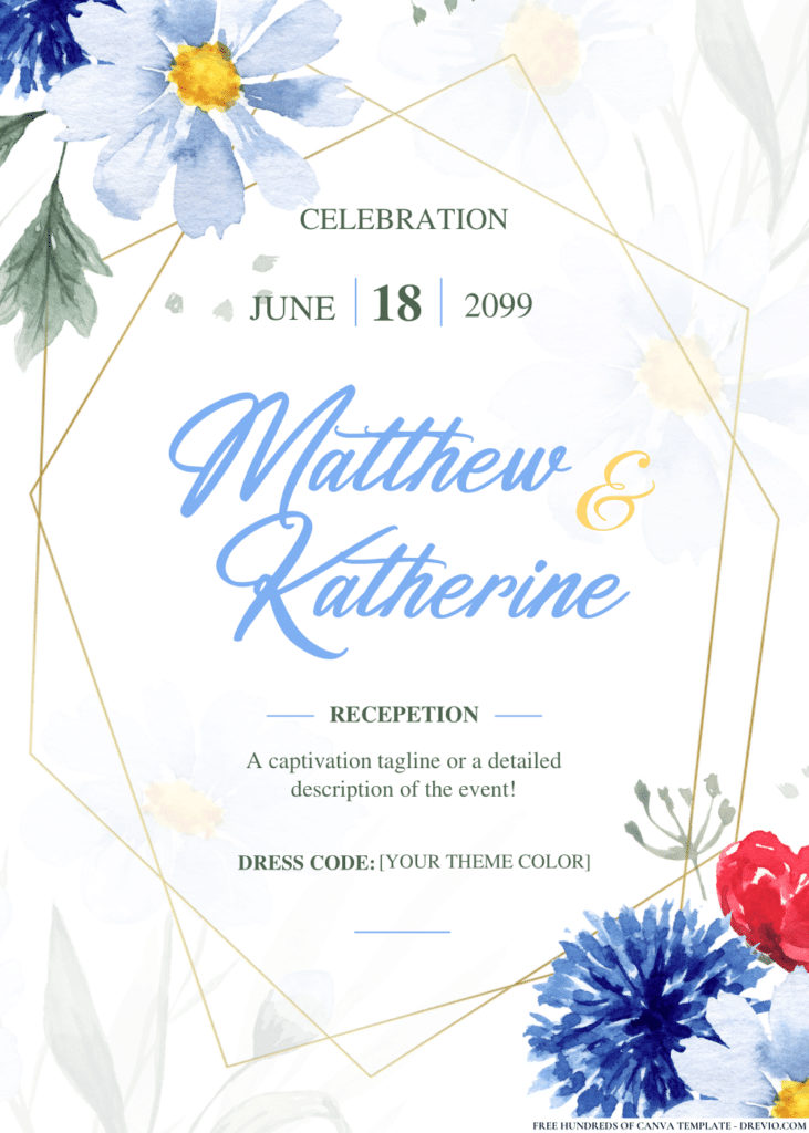 Wildflower Blue Botanical Wedding Invitations