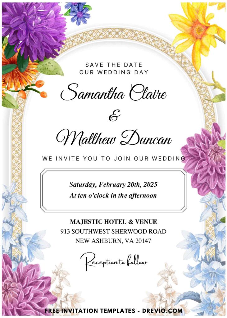 (Easily Edit PDF Invitation) Chrysanthemum Wedding Invitation A