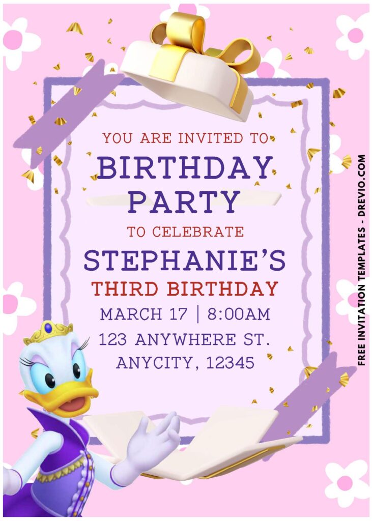 (Easily Edit PDF Invitation) Lovely Daisy Duck Birthday Invitation B