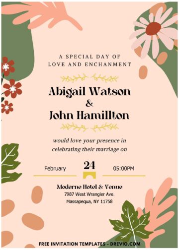 (Easily Edit PDF Invitation) Modern Abstract Floral Wedding Invitation ...