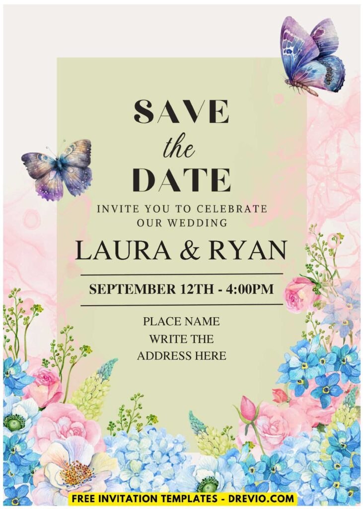 (Easily Edit PDF Invitation) Garden Blooms Wedding Invitation D