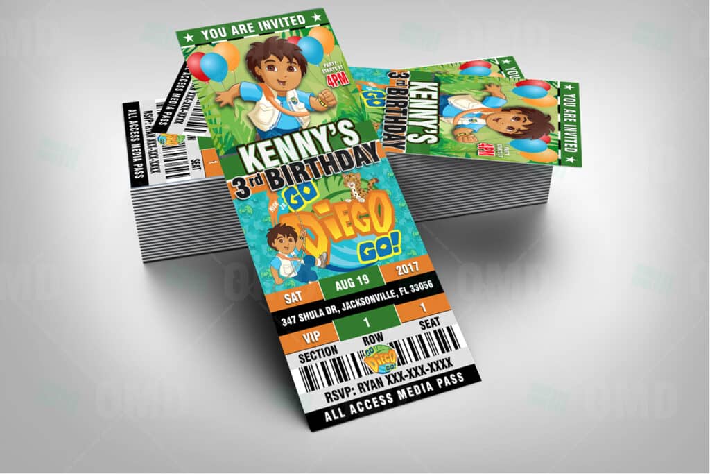 Go Diego Go Birthday Party Invitations