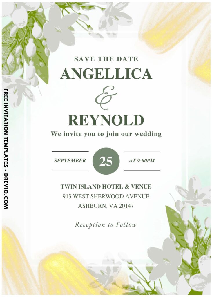 (Easily Edit PDF Invitation) Timeless Jasmine Floral Wedding Invitation E