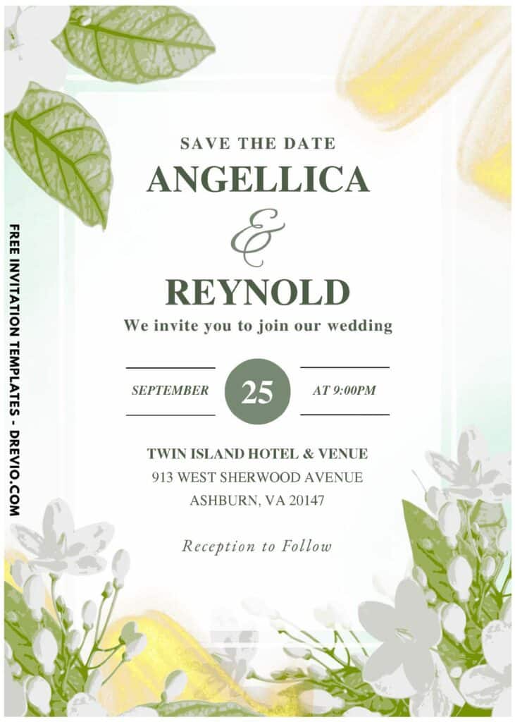 (Easily Edit PDF Invitation) Timeless Jasmine Floral Wedding Invitation F