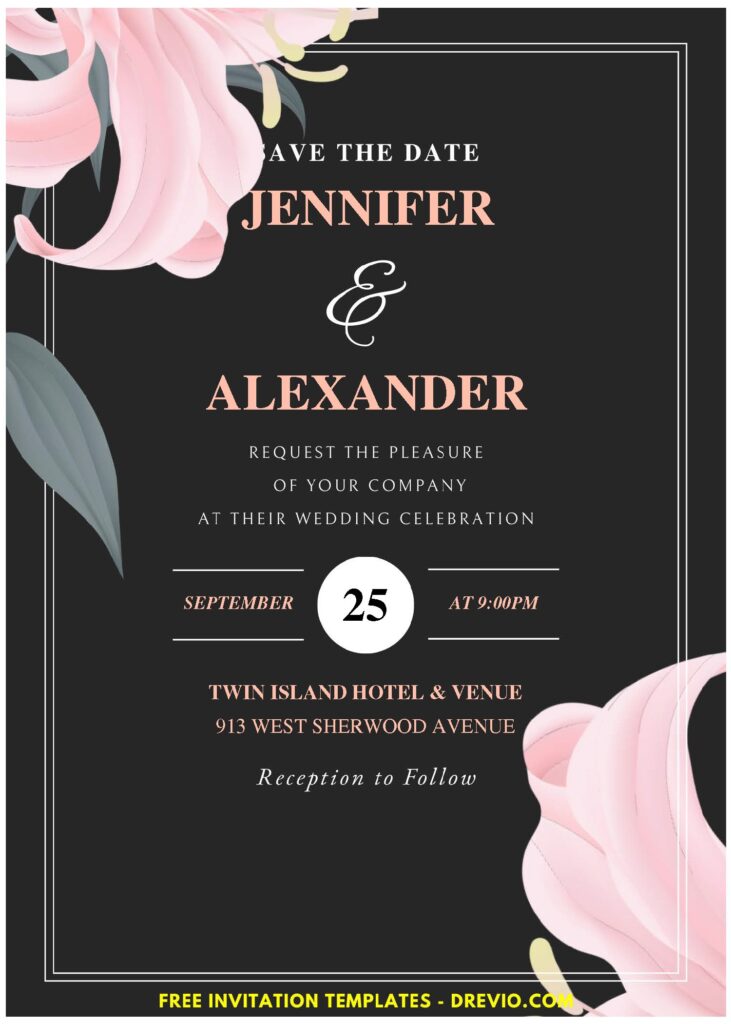 (Easily Edit PDF Invitation) Aesthetic Watercolor Lily Wedding Invitation D