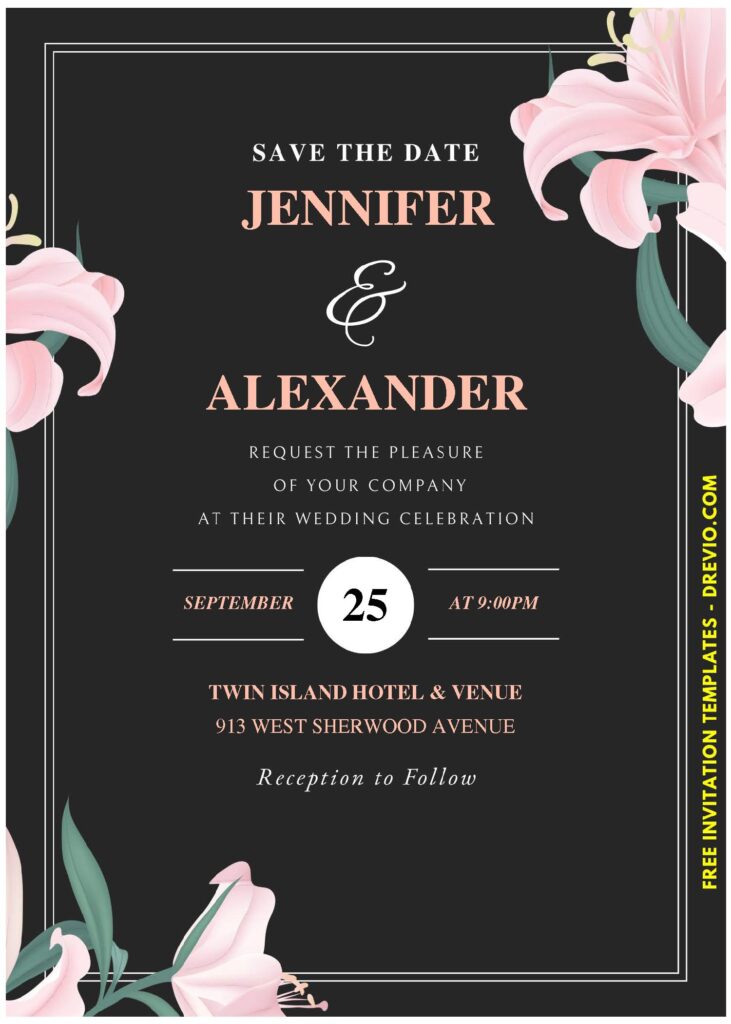 (Easily Edit PDF Invitation) Aesthetic Watercolor Lily Wedding Invitation F