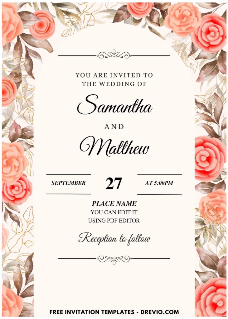 (Easily Edit PDF Invitation) Spring Peony Wedding Invitation J