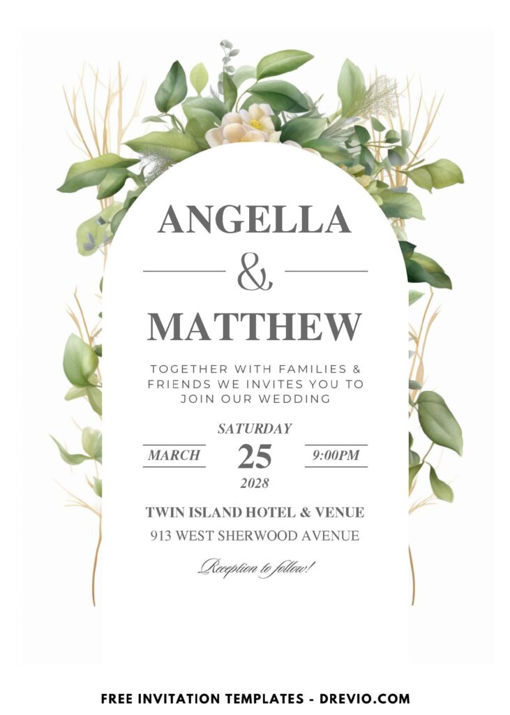 (Easily Edit PDF Invitation) Enchanting Floral And Greenery Arch Wedding Invitation D