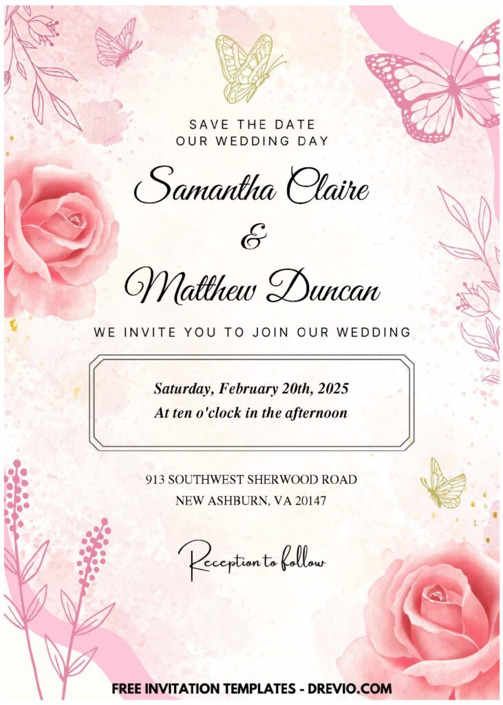 (Easily Edit PDF Invitation) Spring Serenade Floral Wedding Invitation D
