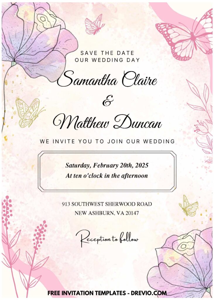 (Easily Edit PDF Invitation) Spring Serenade Floral Wedding Invitation E