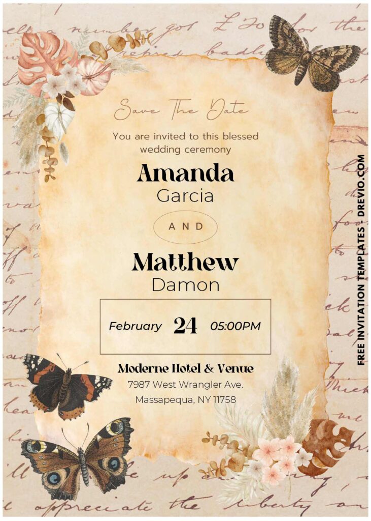 (Easily Edit PDF Invitation) Vintage Spring Garden Wedding Invitation H