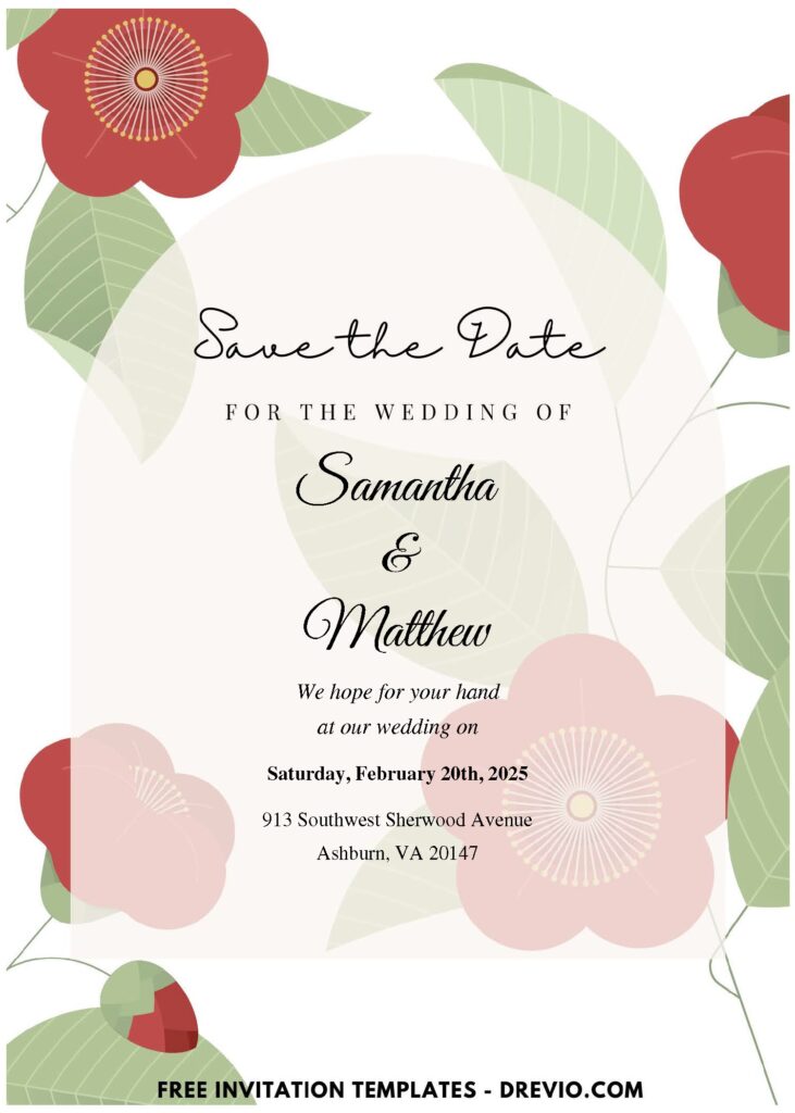 (Easily Edit PDF Invitation) Floral Edge Wedding Invitation D