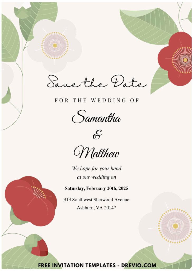 (Easily Edit PDF Invitation) Floral Edge Wedding Invitation E