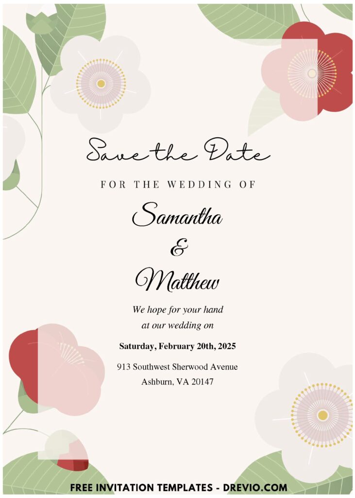 (Easily Edit PDF Invitation) Floral Edge Wedding Invitation F