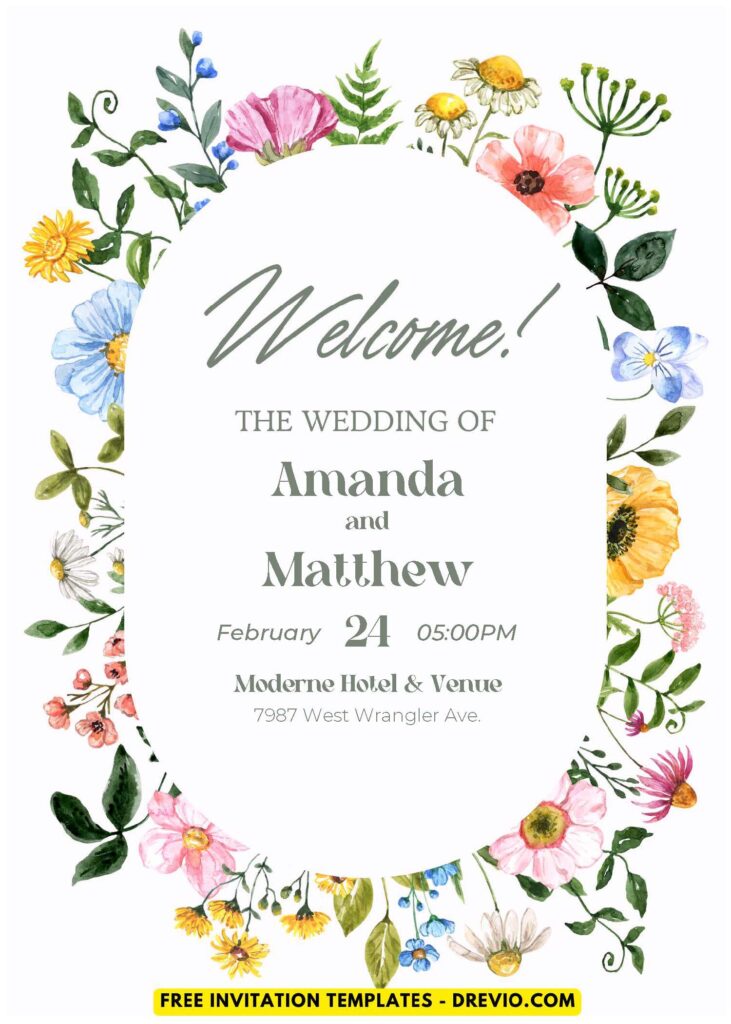 (Easily Edit PDF Invitation) Wildflower Wedding Invitation H