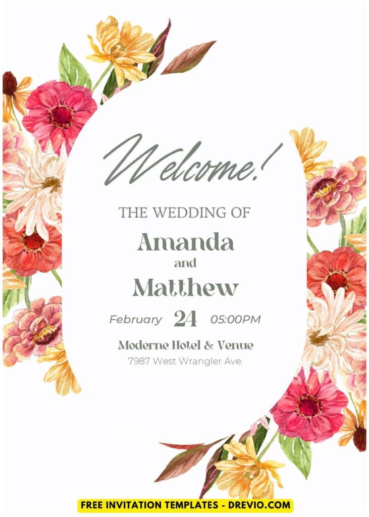 (Easily Edit PDF Invitation) Wildflower Wedding Invitation J