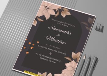 (Easily Edit PDF Invitation) Classy Floral Arch Wedding Invitation