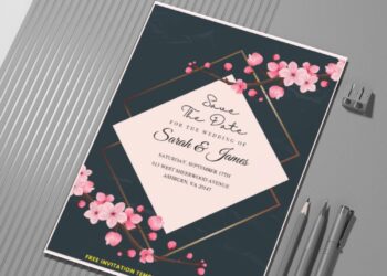 (Easily Edit PDF Invitation) Zen Garden Sakura Wedding Invitation