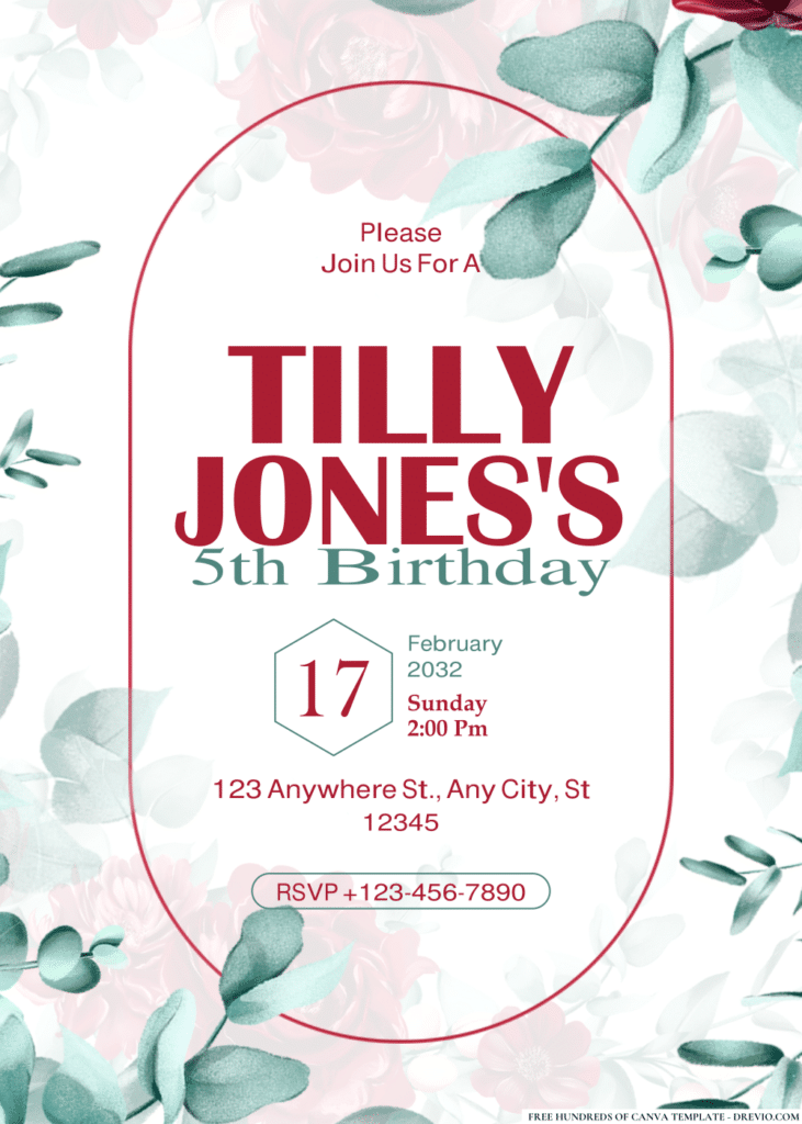 Watercolor Leaf Eucalyptus Birthday Invitations