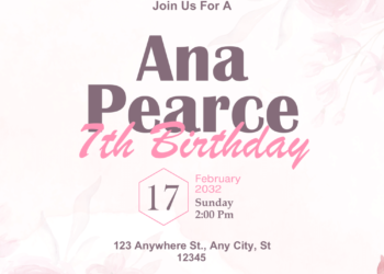 Pink Flower Arrangement Lace Border Birthday Invitations