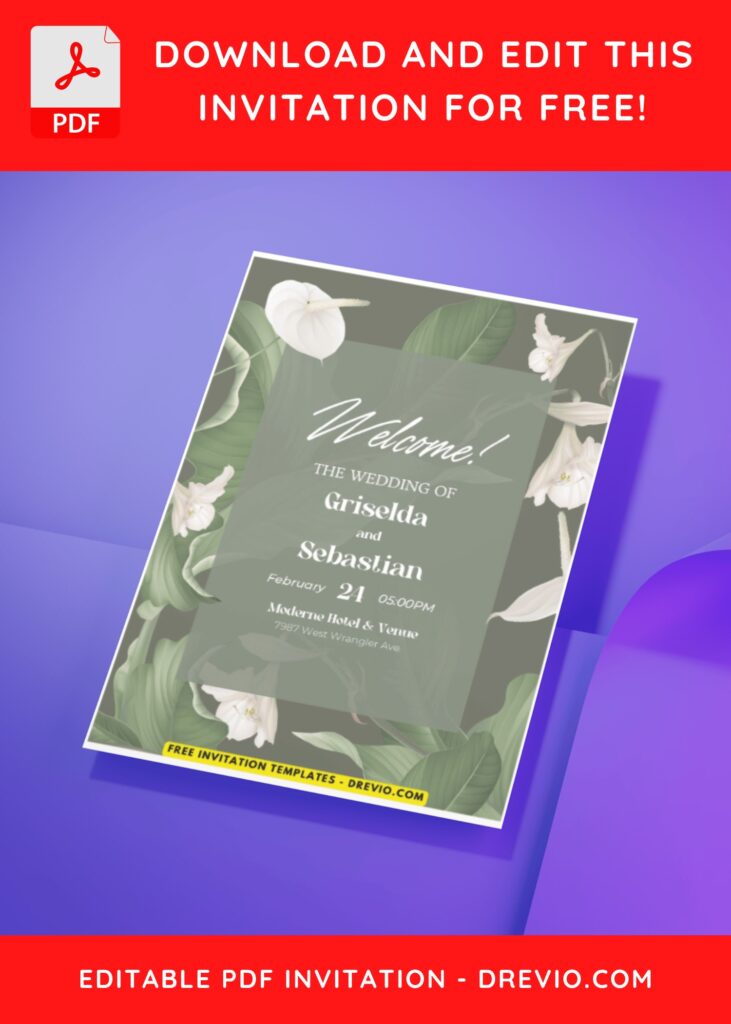 (Easily Edit PDF Invitation) Floral Aesthetic Wedding Invitation H