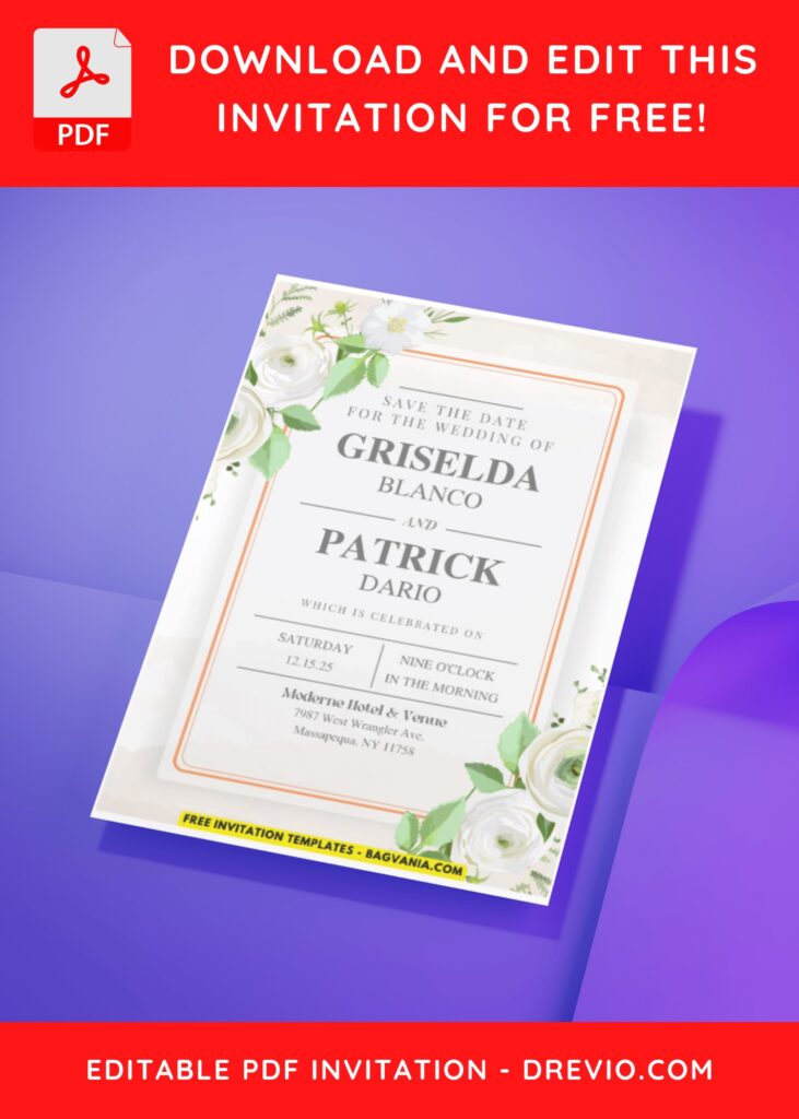 (Easily Edit PDF Invitation) Tropical Summer Wedding Invitation D