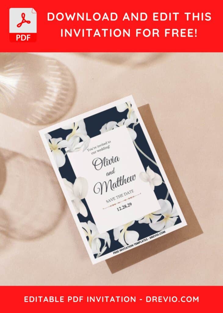 (Easily Edit PDF Invitation) Pristine Ivory White Daffodil Wedding Invitation I