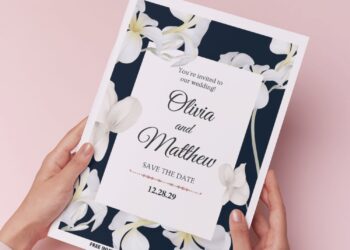(Easily Edit PDF Invitation) Pristine Ivory White Daffodil Wedding Invitation J