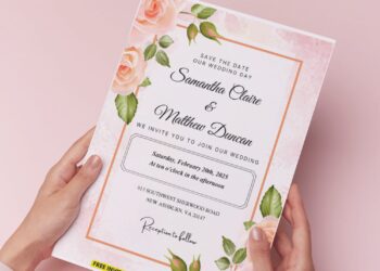 (Easily Edit PDF Invitation) Watercolor Blush Roses Wedding Invitation