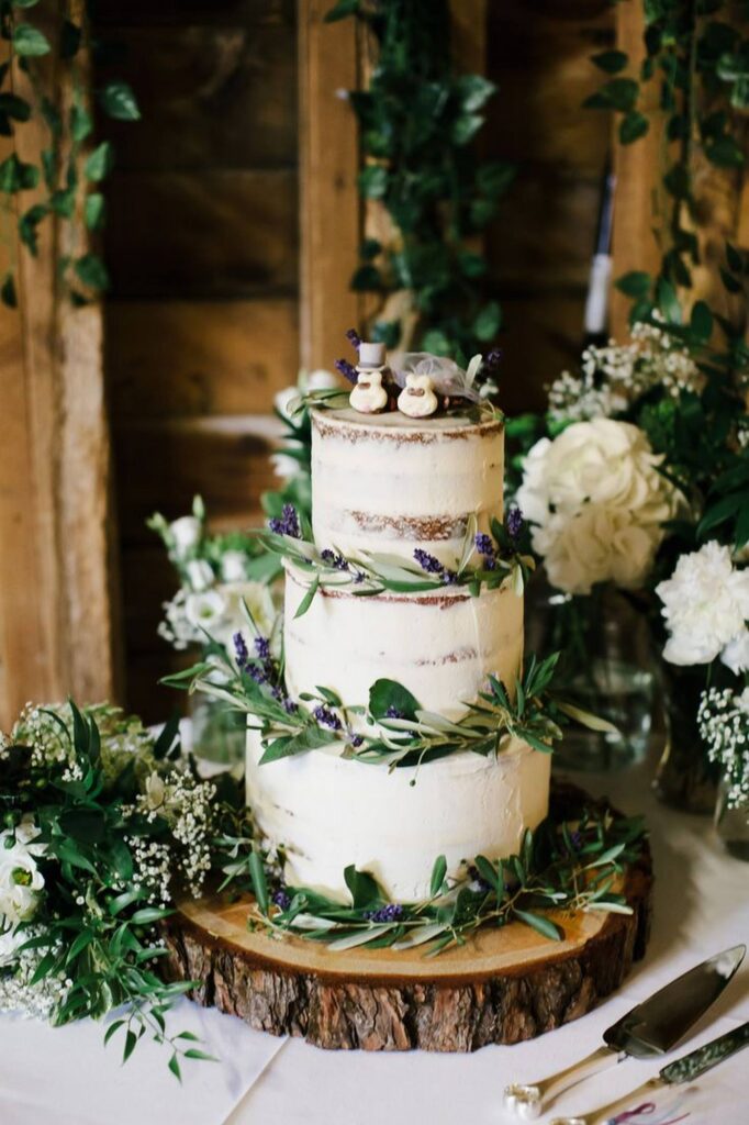 Greenery-Adorned Naked Cake