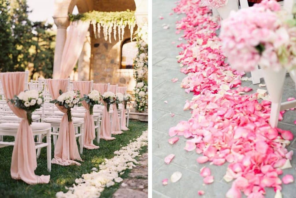 rose petal-strewn aisle