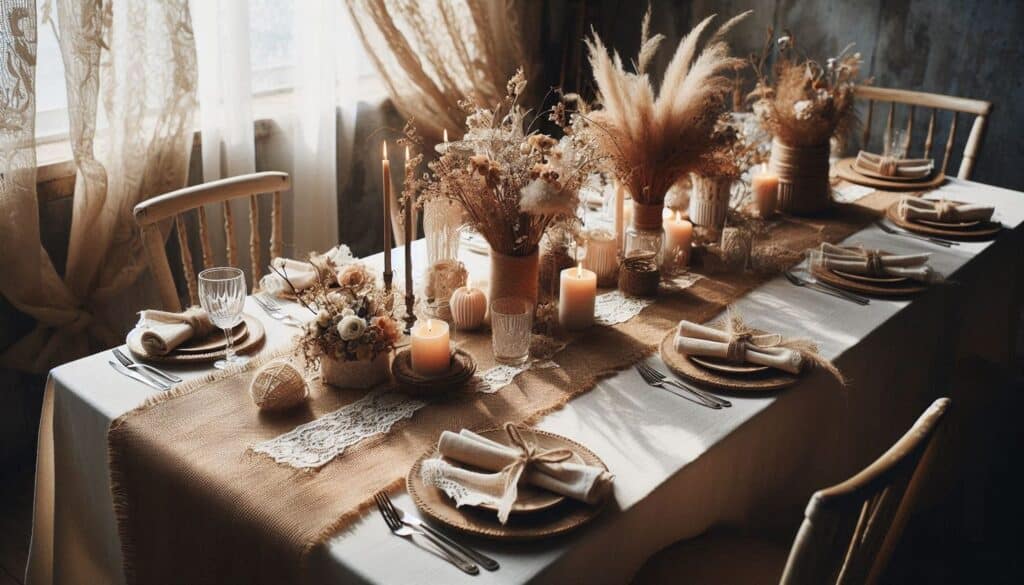 earthy burlap table runners