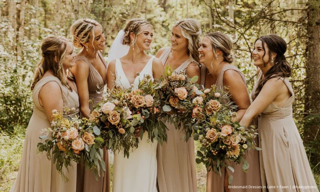 Bridesmaid Dresses in Latte & Fawn