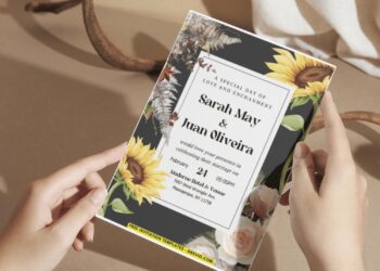 (Easily Edit PDF Invitation) Sunflower And Sakura Wedding Invitation
