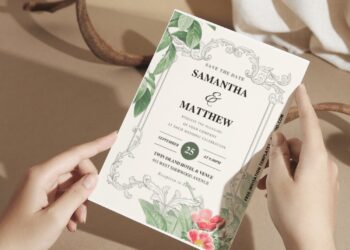(Easily Edit PDF Invitation) Elegant Greek Garden Wedding Invitation