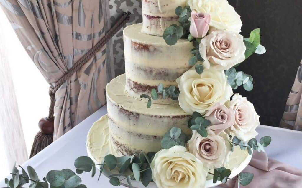 Semi Naked Floral Wedding Cake