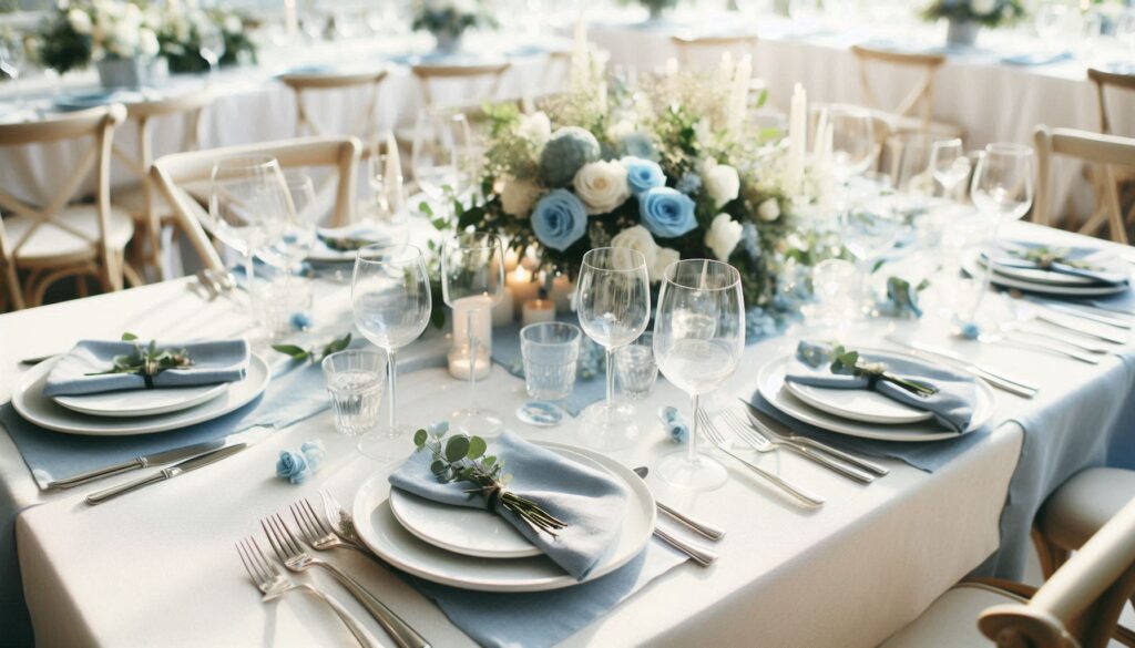 Table Centerpiece with gorgeous Blue rose flowers