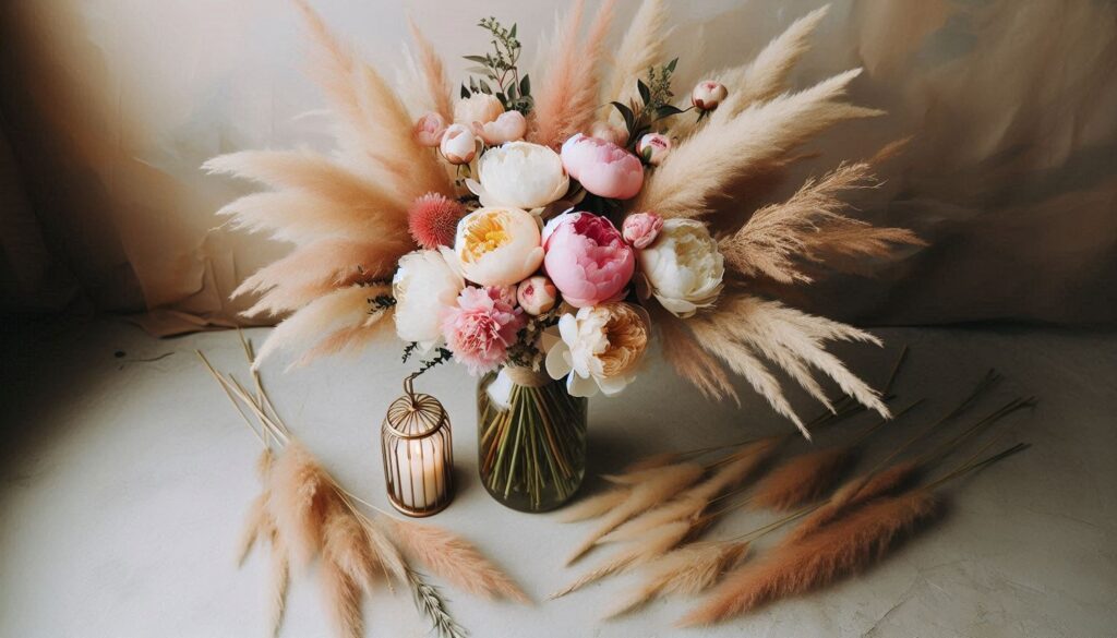 Boho Pampas Bouquet and Centerpieces