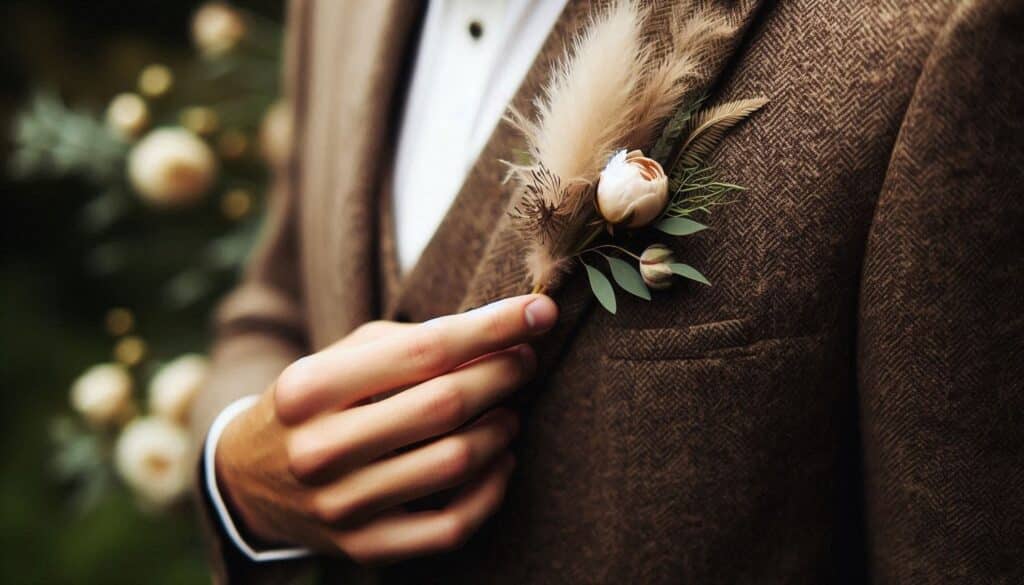 Bohemian Pampas Boutonniere