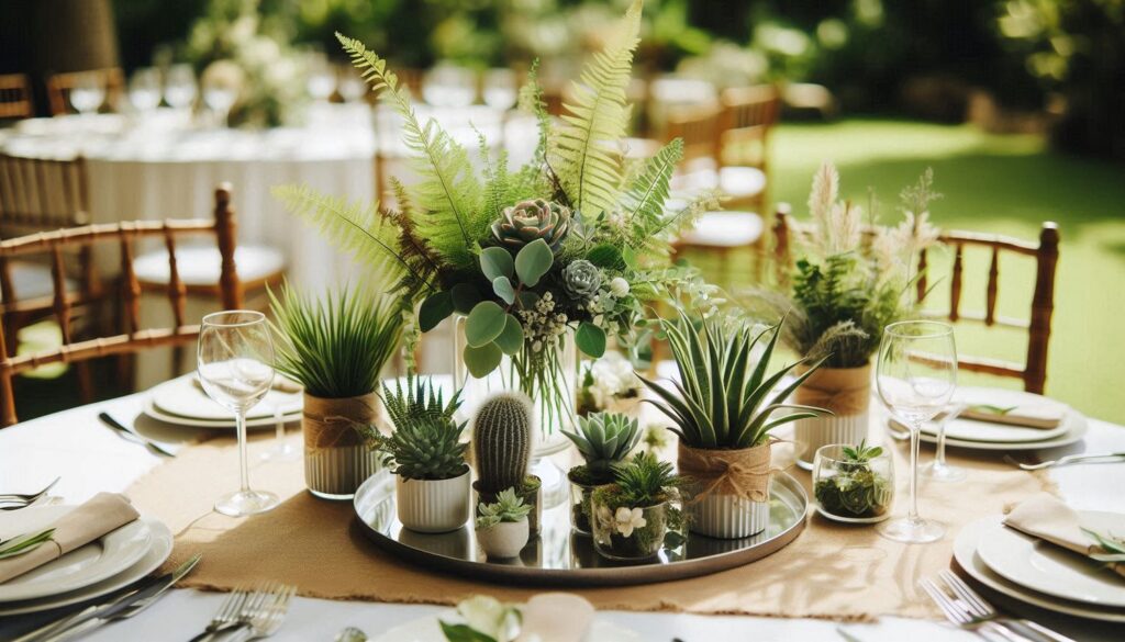 Mini potted plant centerpiece