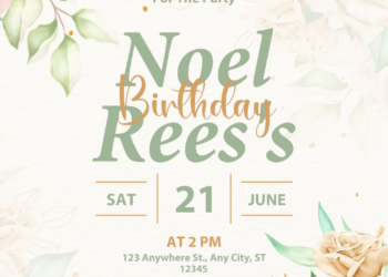 White Roses Bouquet Branches Birthday Invitations