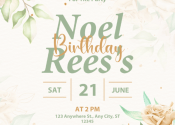 White Roses and Eucalyptus Leaves Birthday Invitations