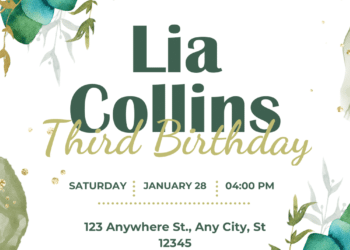 Green Eucalyptus Branch Watercolor Birthday Invitations