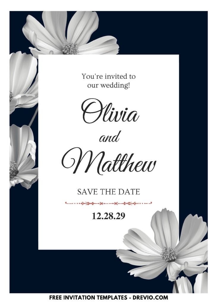(Easily Edit PDF Invitation) Pristine Ivory White Daffodil Wedding Invitation C